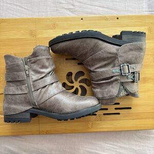 Taupe Buckle Ankle Boots